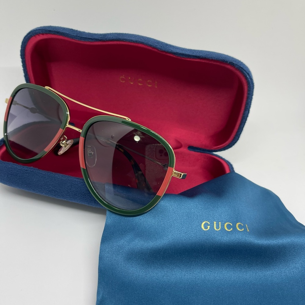 GUCCI Colorblock Aviator Sunglasses